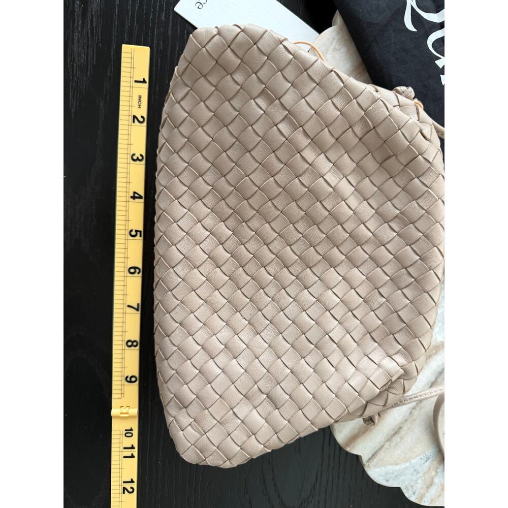 Quince NEW Italian Leather Handwoven Pouch Crossbody Clutch, Taupe - Picture 6 of 8